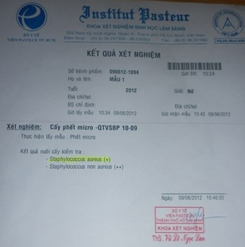 Kết quả x&eacute;t nghiệm ph&aacute;t hiện vi khuẩn từ micro karaoke