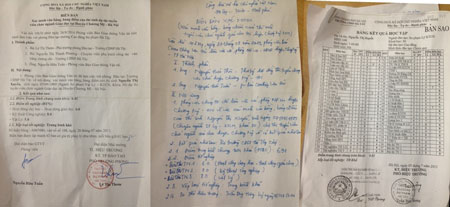 Bảng điểm giả của th&iacute; sinh Nguyễn Thị Xuyến ch&ecirc;nh lệch điểm với bản gốc