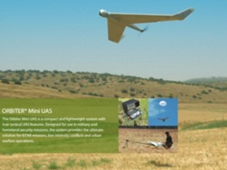 Hệ thống m&aacute;y bay kh&ocirc;ng người l&aacute;i (UAS) Orbiter 2 của Israel - Ảnh chụp m&agrave;n h&igrave;nh brochure quảng c&aacute;o của ADS