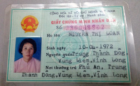 Giấy chứng minh nh&acirc;n d&acirc;n của kẻ bắt c&oacute;c
