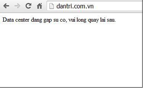 Hàng loạt trang web lớn thuộc hệ thống của VCCorp không thể truy cập vào được - Ảnh chụp màn hình báo Dân Trí