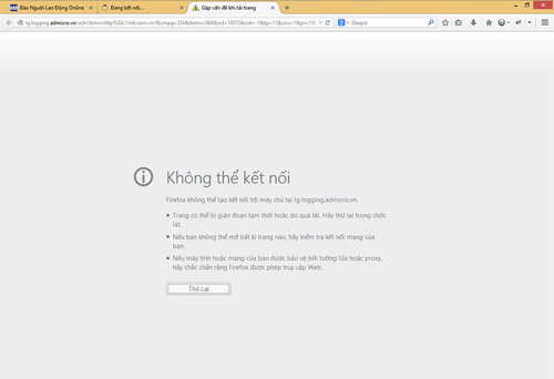 Kết quả khi click vào banner quảng cáo của Admicro trên website nld.com.vn (Ảnh: Thnh niên)