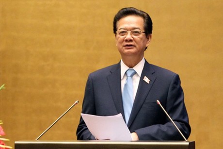 Thủ tướng Nguyễn Tấn Dũng ph&aacute;t biểu trước Quốc hội s&aacute;ng 20/10 - ảnh TTXVN