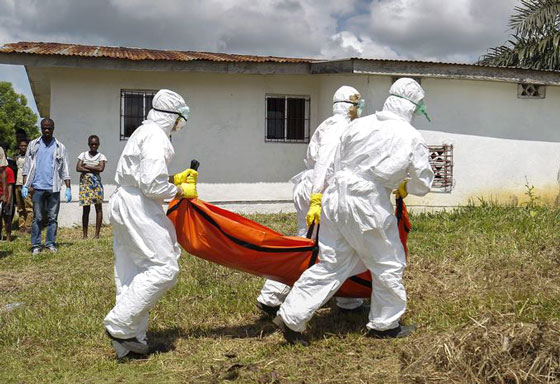 Cảnh gom x&aacute;c nạn nh&acirc;n nhiễm Ebola tại Liberia