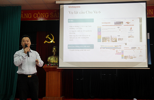 &Ocirc;ng Nguyễn B&aacute; Ki&ecirc;n - TBT B&aacute;o Giao th&ocirc;ng iễn thuyết về c&aacute;c phương ph&aacute;p xử l&yacute; khủng hoảng truyền th&ocirc;ng v&agrave; c&aacute;ch xử l&yacute; những vấn đề phức tạp nhạy cảm.