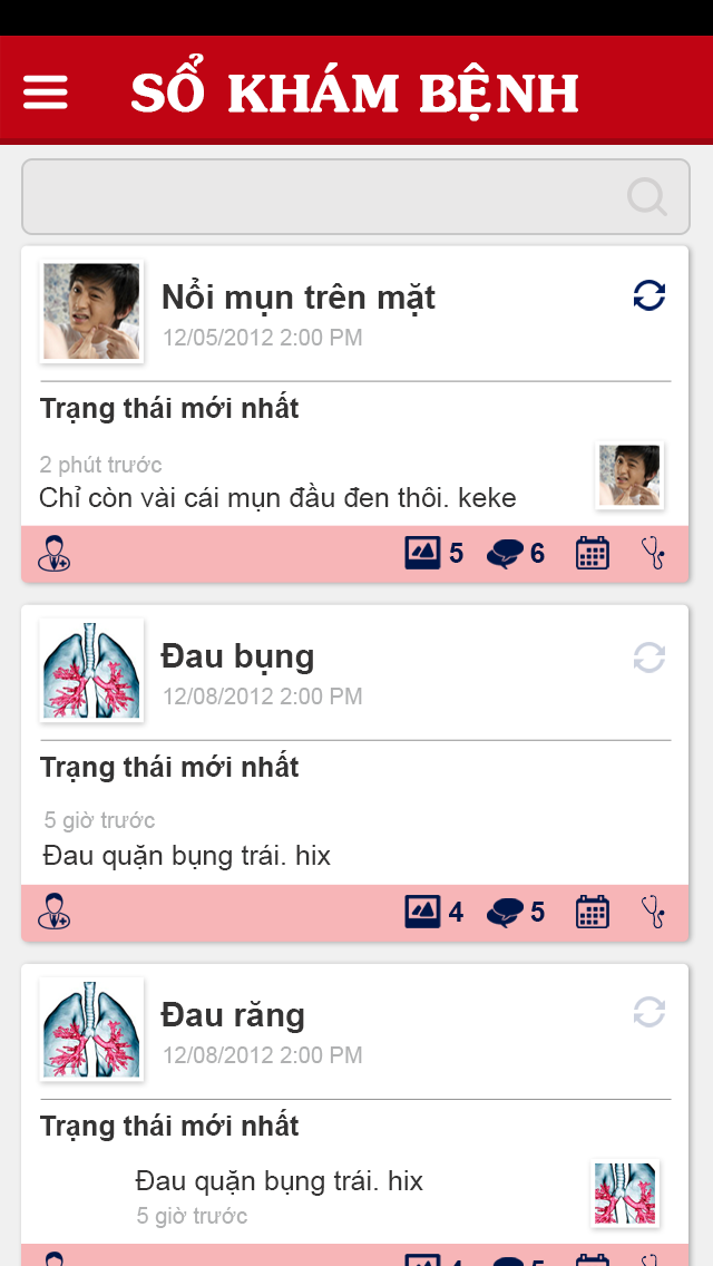 Phần mềm gi&uacute;p người d&ugrave;ng cập nhật nhật k&yacute; sức khỏe, tiền sử bệnh của m&igrave;nh
