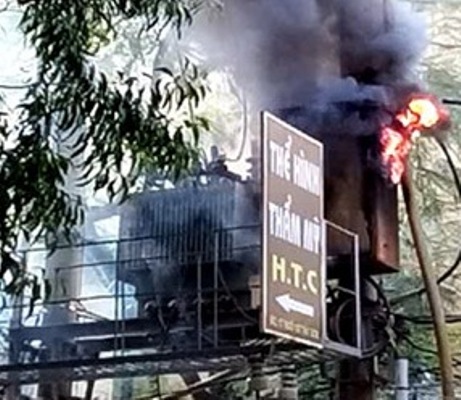 H&igrave;nh ảnh tủ điện ch&aacute;y được PV kịp thời ghi lại