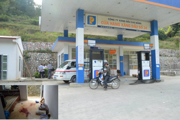 Cửa h&agrave;ng xăng dầu nơi xảy ra vụ việc (ảnh: D&acirc;n Tr&iacute;)