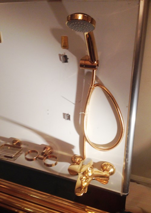 V&ograve;i hoa sen v&agrave; c&aacute;c phụ kiện vệ sinh d&aacute;t v&agrave;ng