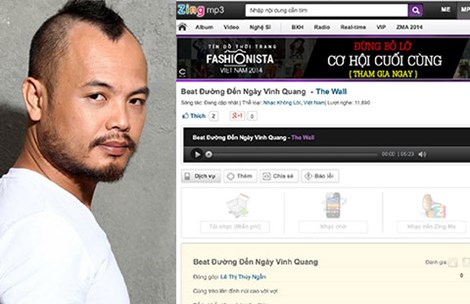 Nhạc sĩ Trần Lập v&agrave; trang web ZingMP3 (mp3.zing.vn) sử dụng b&agrave;i h&aacute;t Đường đến vinh quang. Ảnh: INTERNET