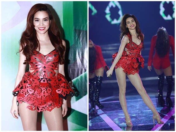 Chiếc v&aacute;y ngắn gi&uacute;p Hồ Ngọc H&agrave; khoe được đ&ocirc;i ch&acirc;n d&agrave;i mi&ecirc;n man