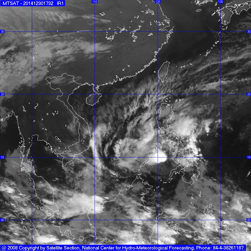 Ảnh vệ tinh cơn b&atilde;o Jangmi ng&agrave;y 31/12