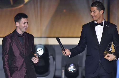 Messi v&agrave; Ronaldo trong Gala trao QBV FIFA 2014