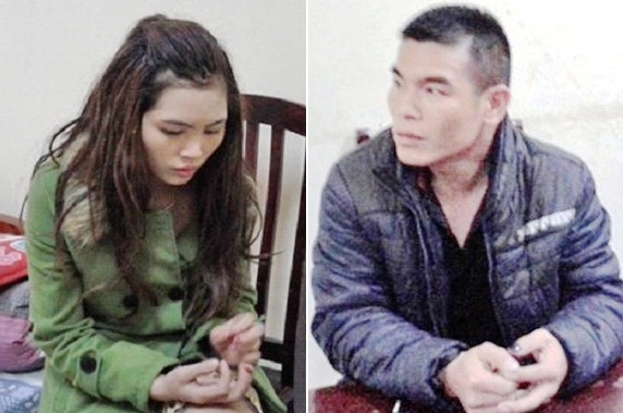 Hai đối tượng Quỳnh v&agrave; H&ugrave;ng tại cơ quan c&ocirc;ng an