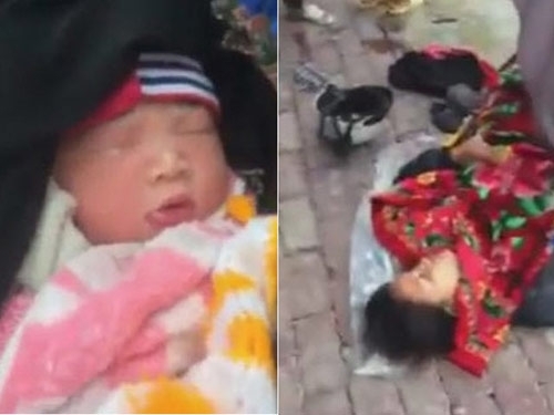 san-phu-di-xe-may-de-roi-con-giua-duong-duoc-nguoi