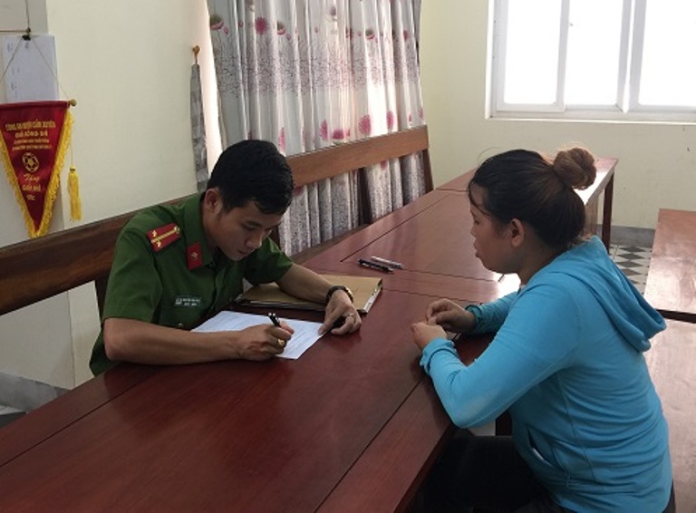 Đối tượng Thảo tại cơ quan điều tra