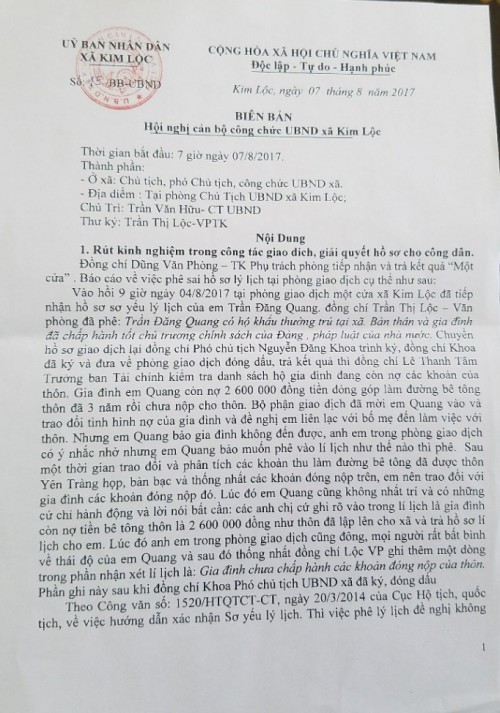 bi&ecirc;n bản r&uacute;t kinh nghiệm