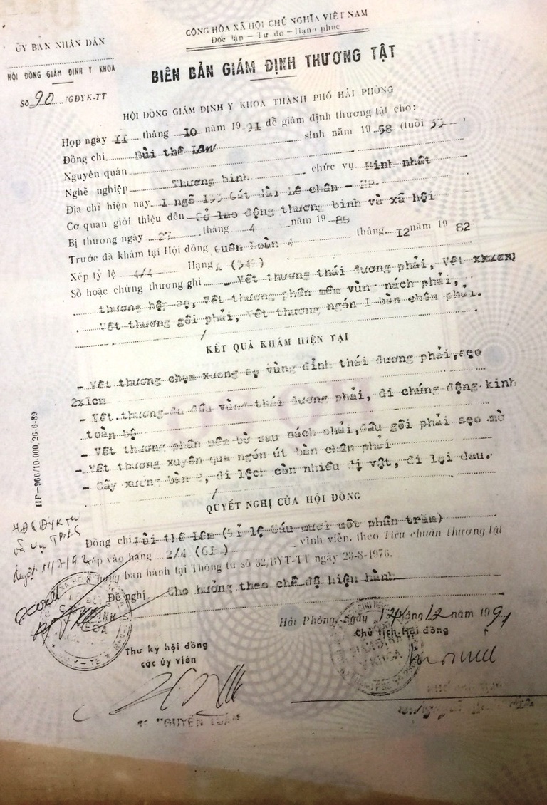 Bi&ecirc;n bản gi&aacute;m định thương tật