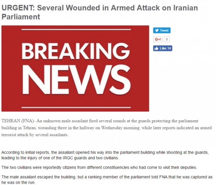 H&atilde;ng Fars của Iran đưa tin về vụ việc