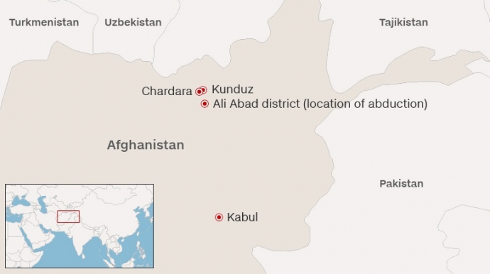 Vị tr&iacute; phiến qu&acirc;n bắt c&oacute;c gần 200 du kh&aacute;ch Afghani