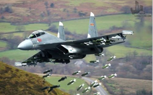 Conception-of-J-16-heavy-fighter-dropping-bombs