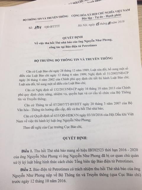 quyet dinh thu hoi the nha bao