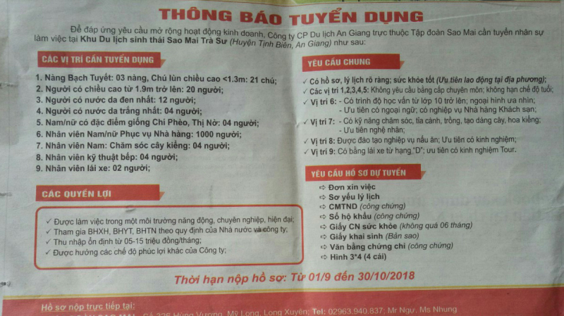 th&ocirc;ng b&aacute;o tuyển dụng
