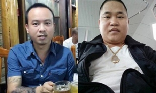 Trần H&ugrave;ng Dũng (&aacute;o xanh b&ecirc;n tr&aacute;i) v&agrave; Đại đang bị c