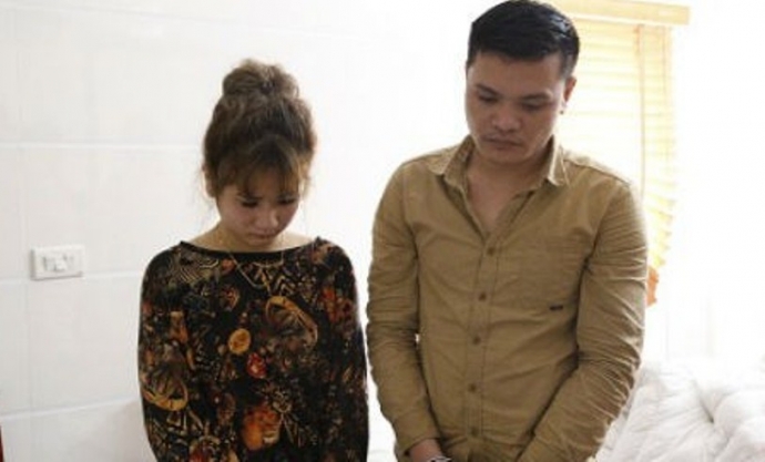 cặp đ&ocirc;i Phong, &Aacute;nh bị lực lượng chức năng bắt giữ 