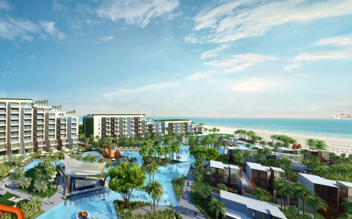 Bể bơi tr&agrave;n bờ tại Condotel Residences Phu Quoc Em
