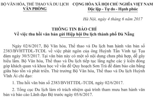 thu-hoi-van-ban-cua-bo-van-hoa