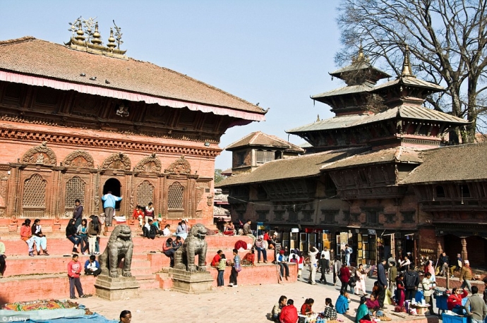 Một g&oacute;c kh&aacute;c của quảng trường Kathmandu Durbar trư