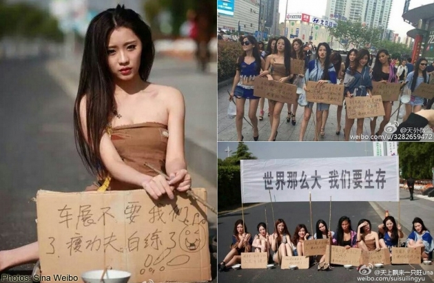 Nh&oacute;m người mẫu thất nghiệp mặc đồ như ăn xin để bi