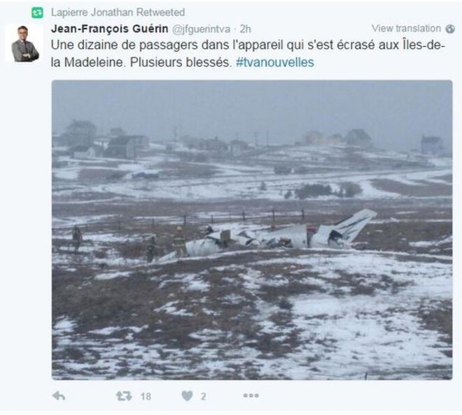 Giới chức Canada cho biết, máy bay rơi tro