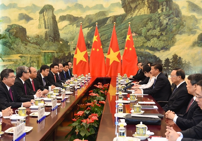 Thủ tướng Nguyễn Xu&acirc;n Ph&uacute;c v&agrave; Chủ tịch Trung Quốc 