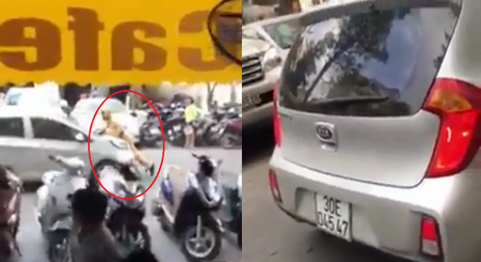 t&agrave;i xế hất CSGT l&ecirc;n nắp capo