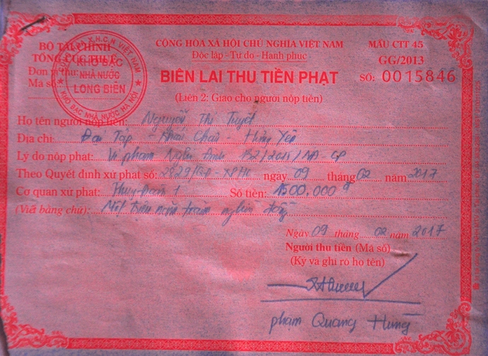 10 Bi&ecirc;n lai thu tiền phạt 1,5tr