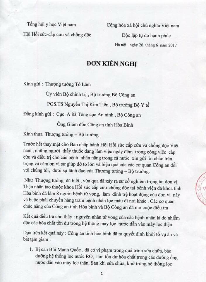 đơn kiến nghị vụ BS Lương