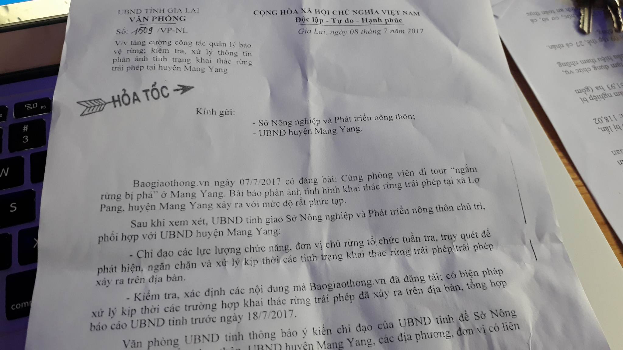 CV chỉ đạo 