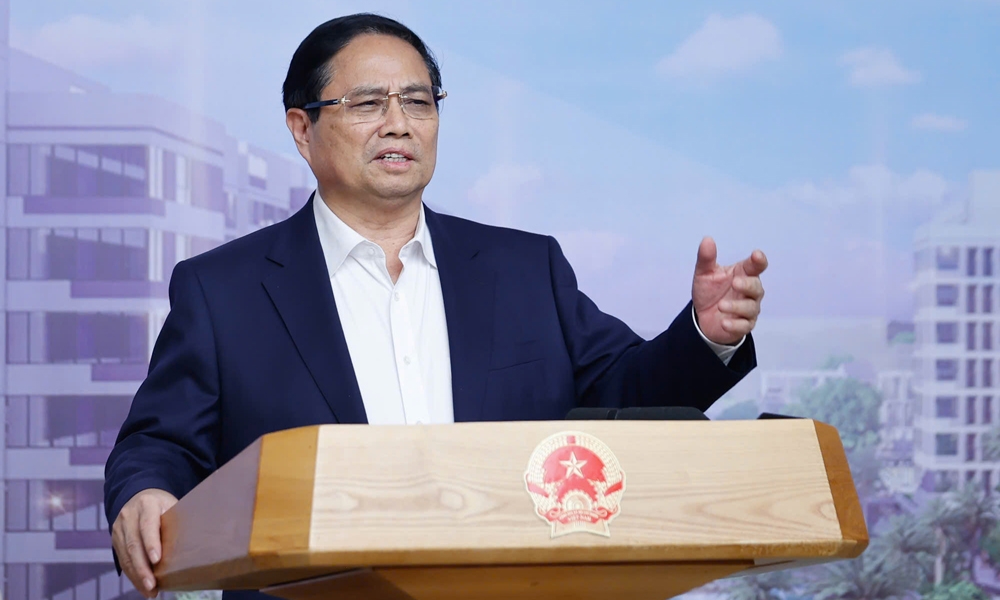 Thủ tướng Ch&iacute;nh phủ Phạm Minh Ch&iacute;nh chủ tr&igrave; Hội nghị to&agrave;n quốc th&aacute;o gỡ kh&oacute; khăn, vướng mắc- Ảnh 1.