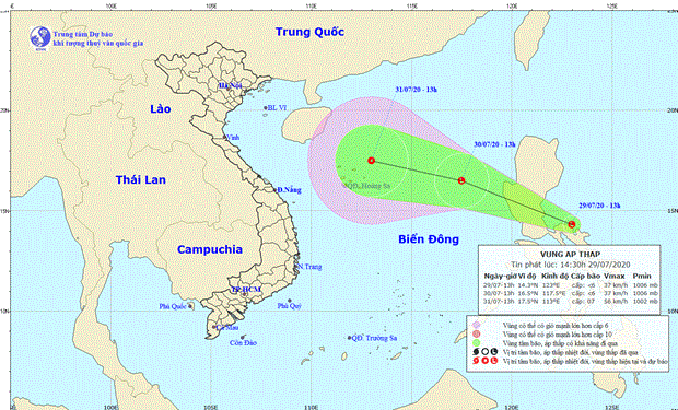 xuat hien mot vung ap thap nhiet doi gan bien dong