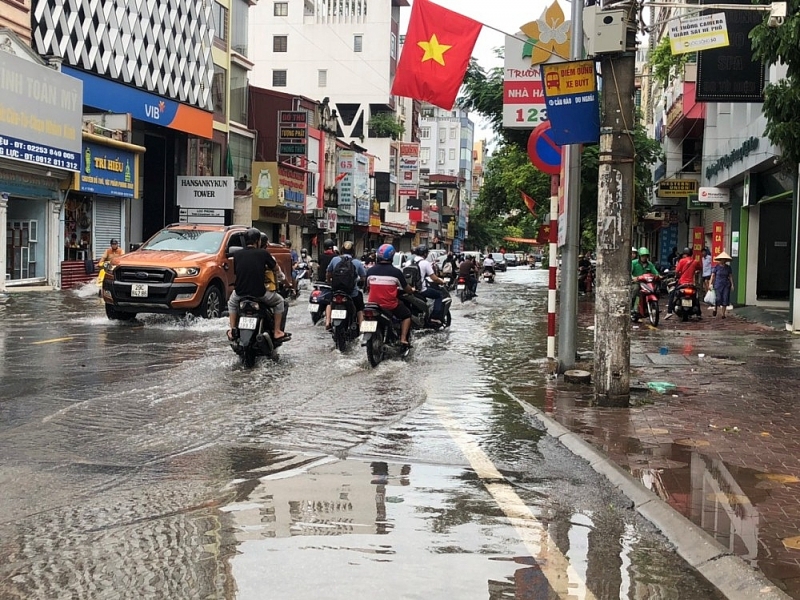 hai phong pho bong hoa song nguoi dan chat vat moi mua mua bao