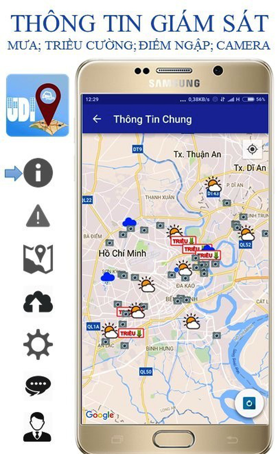 Ứng dụng UDI Maps cảnh báo ngập nước, triều cường tại TP HCM