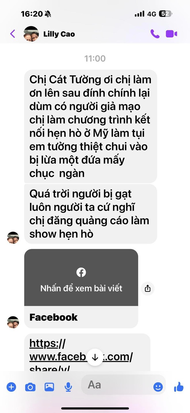 MC C&aacute;t Tường l&ecirc;n tiếng khi bị mạo danh lừa đảo ở "Bạn muốn hẹn h&ograve;"- Ảnh 2.