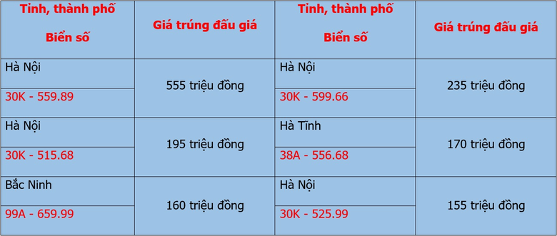 Đấu gi&aacute; biển số chiều 11/10: Loạt biển H&agrave; Nội chốt gi&aacute; h&agrave;ng trăm triệu - Ảnh 1.