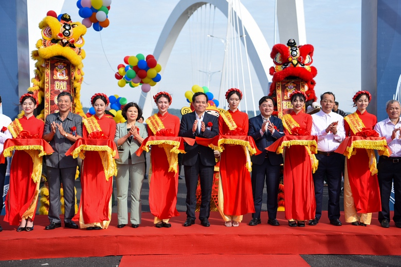 Ch&iacute;nh thức kh&aacute;nh th&agrave;nh, đưa v&agrave;o sử dụng cầu v&ograve;m th&eacute;p cao nhất Việt Nam - Ảnh 1.