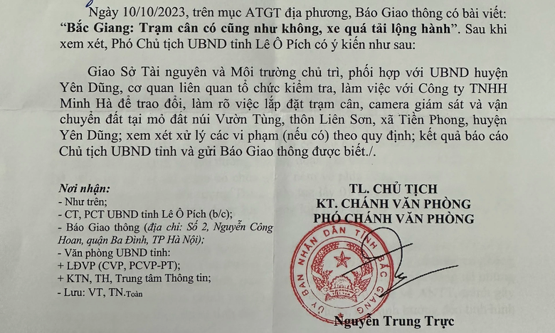 Bắc Giang: Xử l&yacute; mỏ đất c&oacute; trạm c&acirc;n cũng như kh&ocirc;ng sau phản &aacute;nh của B&aacute;o Giao th&ocirc;ng - Ảnh 2.