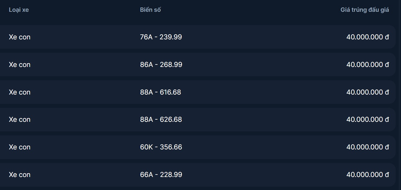 Đấu gi&aacute; biển số chiều 18/10: Loạt biển đẹp đồng gi&aacute; 40 triệu - Ảnh 1.