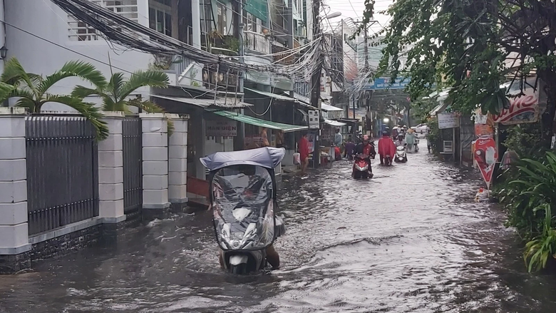 Nước ngập bao v&acirc;y khu vực nội &ocirc; TP C&agrave; Mau - Ảnh 1.