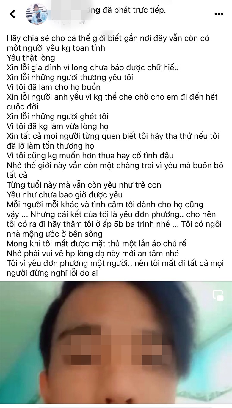 Buồn v&igrave; y&ecirc;u đơn phương, thanh ni&ecirc;n livestream treo cổ tự tử  - Ảnh 2.